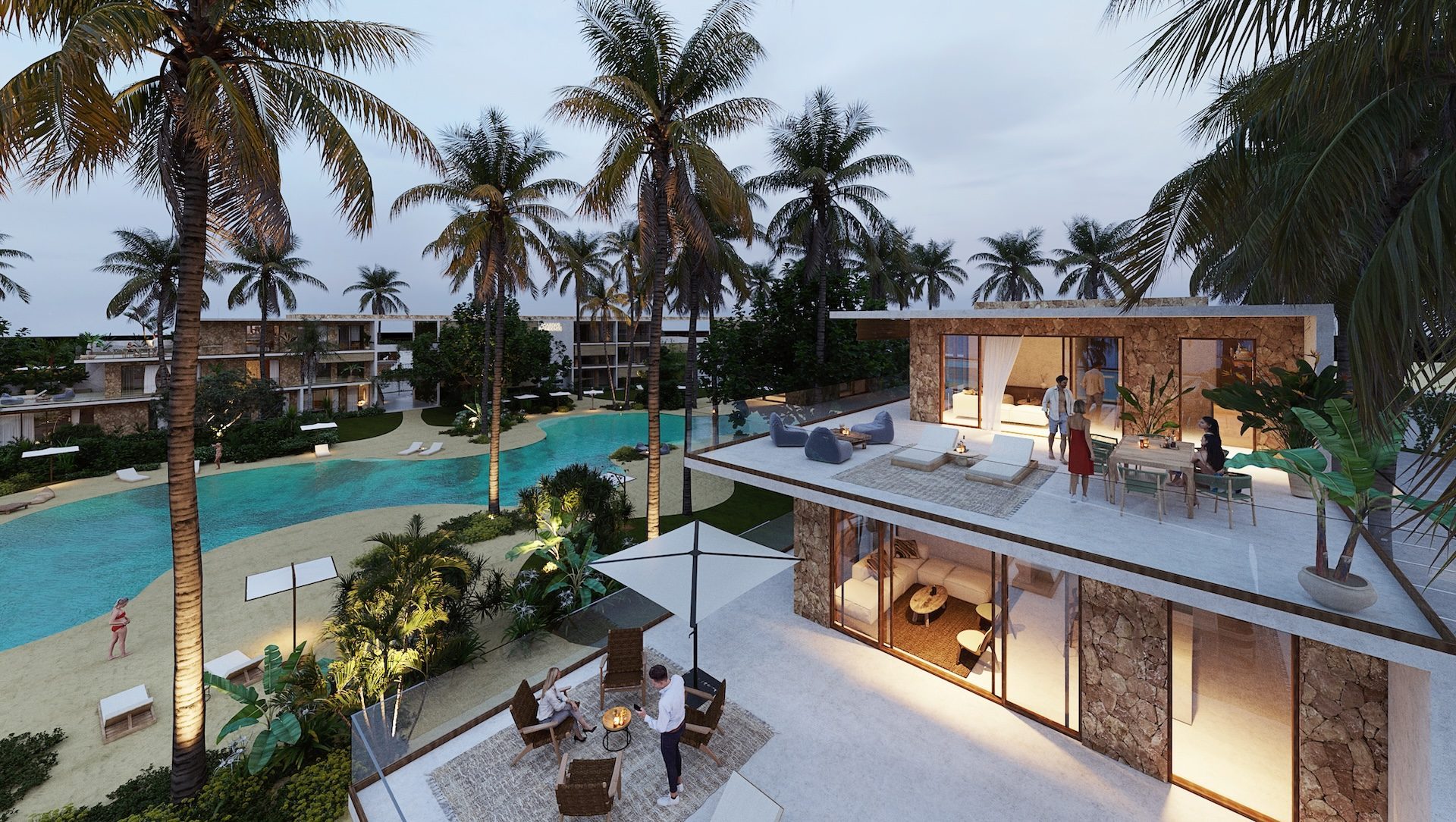 Render — Seasons Residences, beachfront elevation